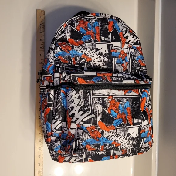 Spiderman Marvel Comic Graphic Print Backpack With Padded Adjustable Straps - Picture 9 of 16